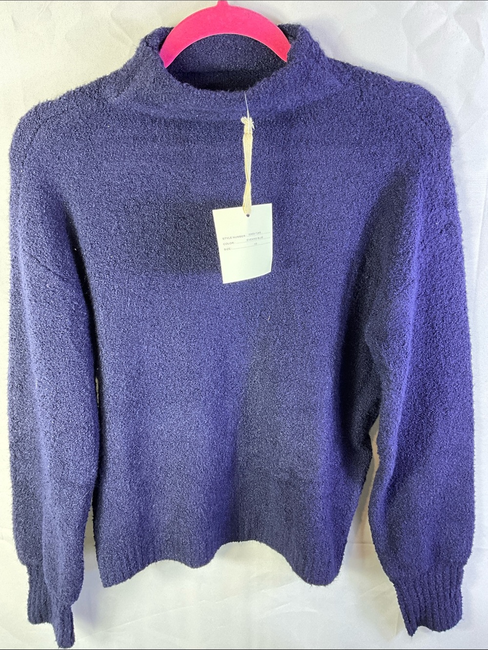 Marled Mock Neck Long Sleeve Navy Blue Sweater Size XS